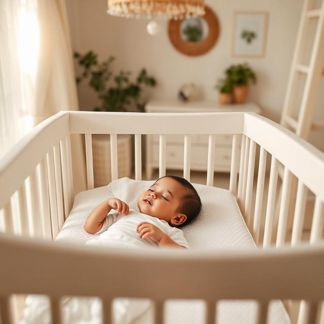 Baby sleeping peacefully in crib